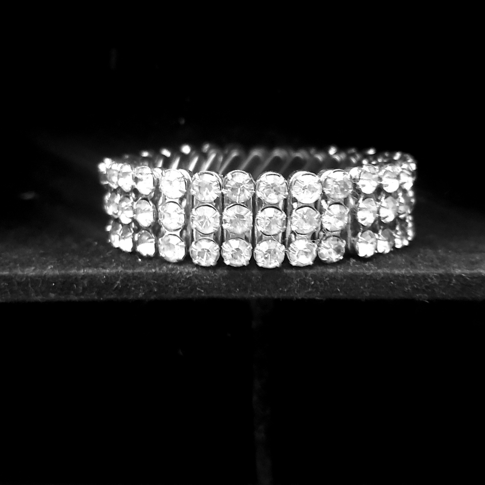 Vintage Three Row Rhinestone Expansion Bracelet